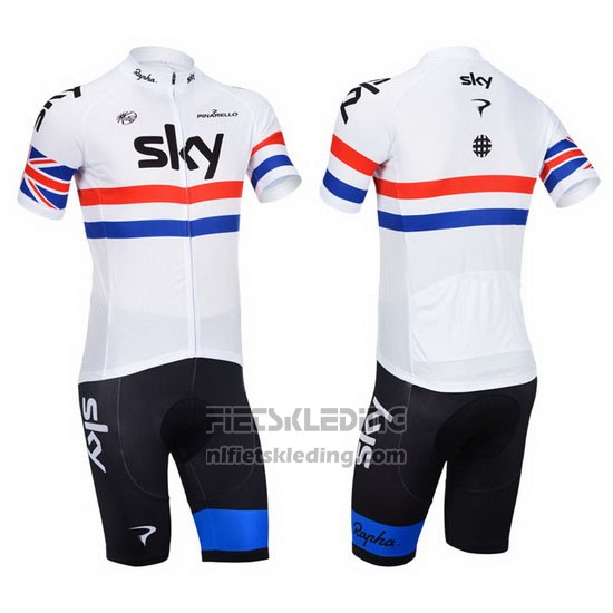 2013 Fietskleding Sky Kampioen Regno Unito Wit Korte Mouwen en Koersbroek